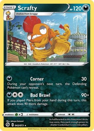 Scrafty 042 - Holofoil Champions Path - Holo Rare