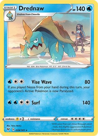 Drednaw 039 - Reverse Holofoil SWSH04 Vivid Voltage - Rare