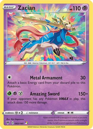 Zacian 082 - Holofoil SWSH04 Vivid Voltage - Amazing Rare