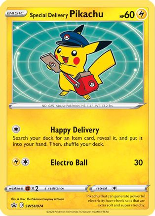 Special Delivery Pikachu - SWSH074 - Holofoil SWSH Sword & Shield Promo Cards - Promo