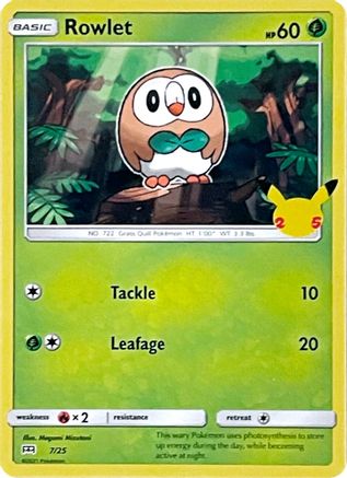 Rowlet 007/25 - Holofoil McDonalds 25th Anniversary Promos - Promo