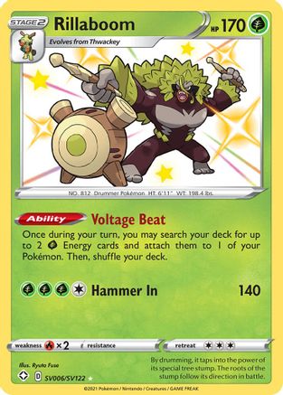 Rillaboom SV006 - Holofoil Shining Fates Shiny Vault - Shiny Holo Rare