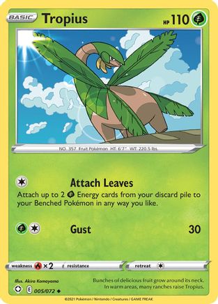 Tropius 005 - Reverse Holofoil Shining Fates - Uncommon