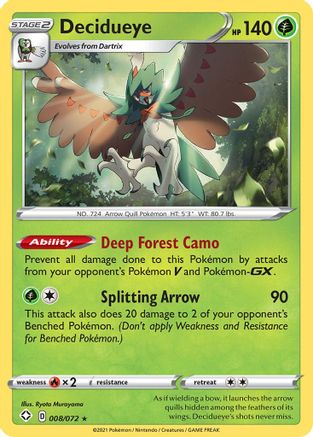 Decidueye 008 - Reverse Holofoil Shining Fates - Holo Rare