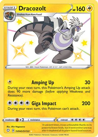 Dracozolt SV045 - Holofoil Shining Fates Shiny Vault - Shiny Holo Rare