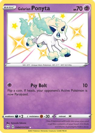 Galarian Ponyta SV047 - Holofoil Shining Fates Shiny Vault - Shiny Holo Rare