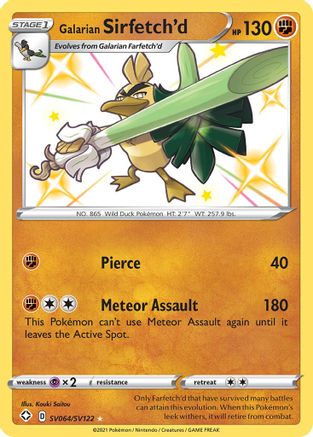 Galarian Sirfetch'd SV064 - Holofoil Shining Fates Shiny Vault - Shiny Holo Rare