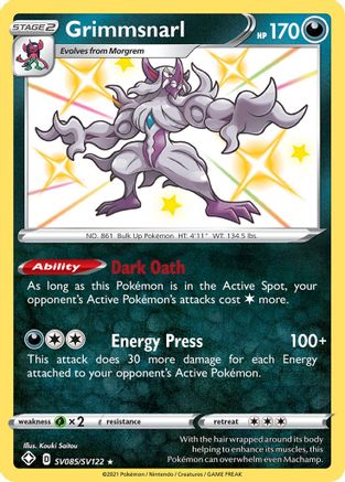 Grimmsnarl SV085 - Holofoil Shining Fates Shiny Vault - Shiny Holo Rare