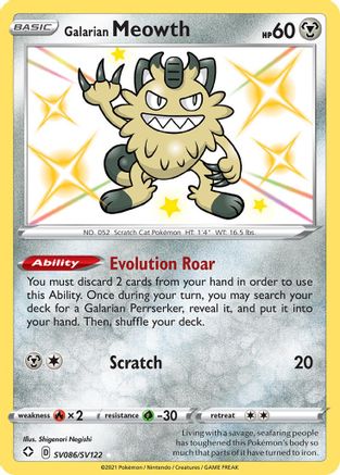 Galarian Meowth SV086 - Holofoil Shining Fates Shiny Vault - Shiny Holo Rare