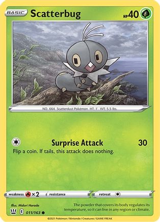 Scatterbug 011 - Reverse Holofoil SWSH05 Battle Styles - Common