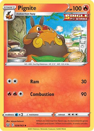Pignite 024 - Reverse Holofoil SWSH05 Battle Styles - Uncommon