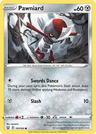 Pawniard 103/163 - Reverse Holofoil SWSH05 Battle Styles - Common