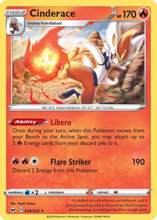 Cinderace - 034/202 (Non-Holo)/202 Deck Exclusives - Rare