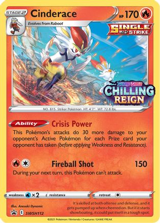 Cinderace (Prerelease) SWSH112 - Holofoil SWSH Sword & Shield Promo Cards - Promo
