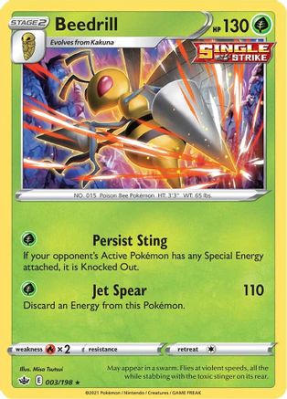 Beedrill 003 - Reverse Holofoil SWSH06 Chilling Reign - Holo Rare