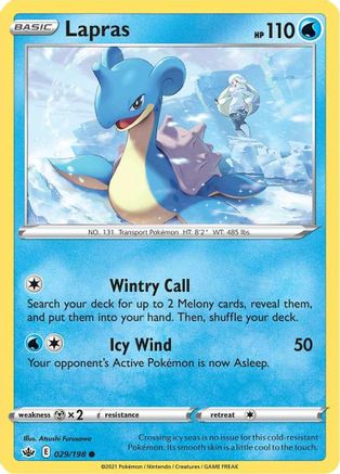 Lapras 029 - Reverse Holofoil SWSH06 Chilling Reign - Common