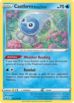 Castform Rainy Form 033 - Reverse Holofoil SWSH06 Chilling Reign - Common