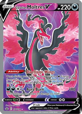 Galarian Moltres V (Full Art) 176 - Holofoil SWSH06 Chilling Reign - Ultra Rare
