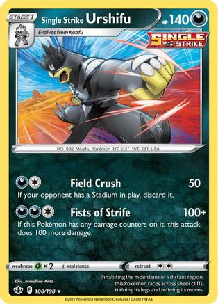 Single Strike Urshifu 108 - Holofoil SWSH06 Chilling Reign - Holo Rare