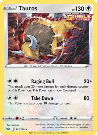 Tauros 115 - Holofoil SWSH06 Chilling Reign - Holo Rare