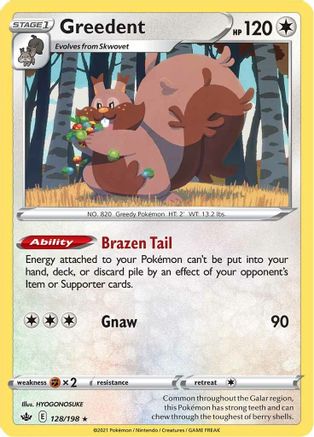 Greedent 128 - Holofoil SWSH06 Chilling Reign - Holo Rare