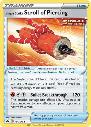 Single Strike Scroll of Piercing 154 - Reverse Holofoil SWSH06 Chilling Reign - Uncommon
