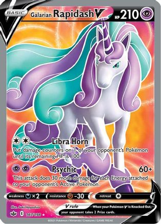 Galarian Rapidash V (Full Art) 167 - Holofoil SWSH06 Chilling Reign - Ultra Rare