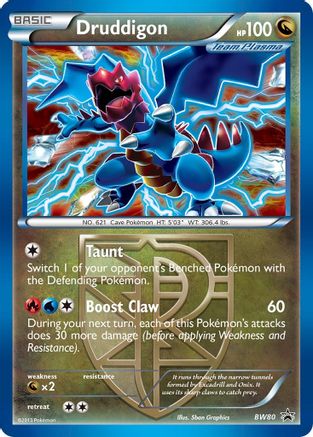 Druddigon (Team Plasma) - BW80 (Cosmos Holo) - Holofoil Black and White Promos - Promo