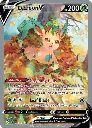 Leafeon V (Alternate Full Art) 167 - Holofoil SWSH07 Evolving Skies - Ultra Rare