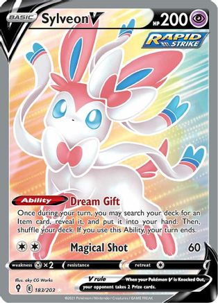 Sylveon V (Full Art) 183 - Holofoil SWSH07 Evolving Skies - Ultra Rare