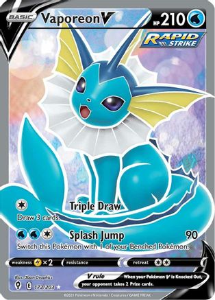 Vaporeon V (Full Art) 172 - Holofoil SWSH07 Evolving Skies - Ultra Rare