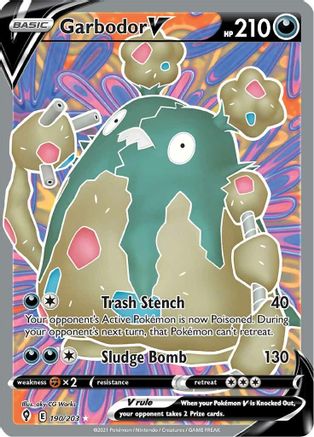 Garbodor V (Full Art) 190 - Holofoil SWSH07 Evolving Skies - Ultra Rare