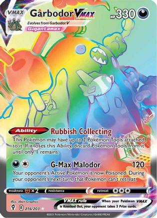 Garbodor VMAX (Secret) 216 - Holofoil SWSH07 Evolving Skies - Secret Rare