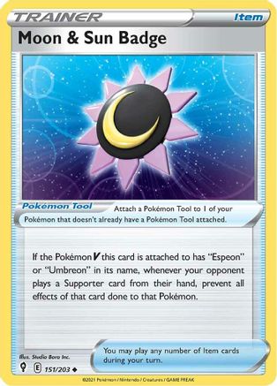 Moon & Sun Badge 151 SWSH07 Evolving Skies - Uncommon