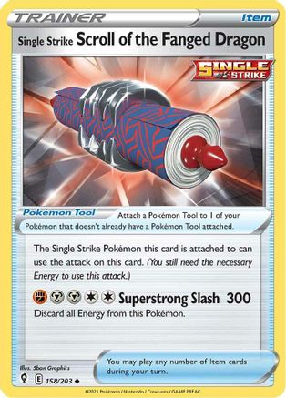 Single Strike Scroll of the Fanged Dragon 158 - Reverse Holofoil SWSH07 Evolving Skies - Uncommon