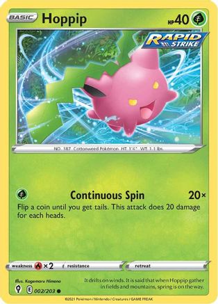 Hoppip 002 - Reverse Holofoil SWSH07 Evolving Skies - Common