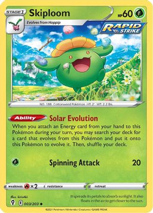 Skiploom 003 - Reverse Holofoil SWSH07 Evolving Skies - Uncommon