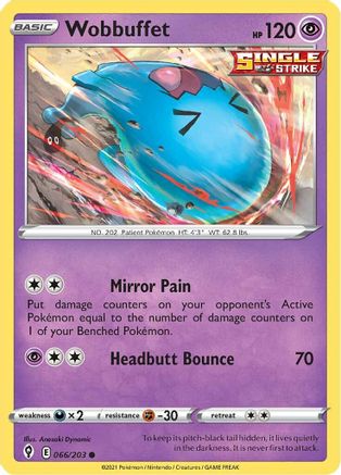 Wobbuffet 066 - Reverse Holofoil SWSH07 Evolving Skies - Common