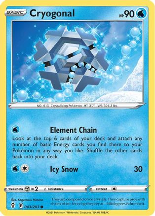 Cryogonal 043 - Reverse Holofoil SWSH07 Evolving Skies - Common