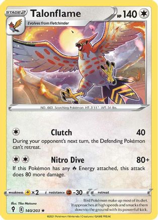 Talonflame 140 - Reverse Holofoil SWSH07 Evolving Skies - Rare