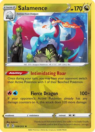 Salamence 109 - Reverse Holofoil SWSH07 Evolving Skies - Holo Rare