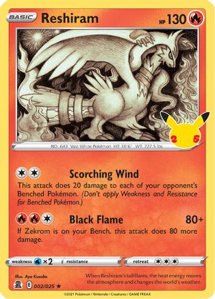 Reshiram 002 - Holofoil Celebrations - Holo Rare