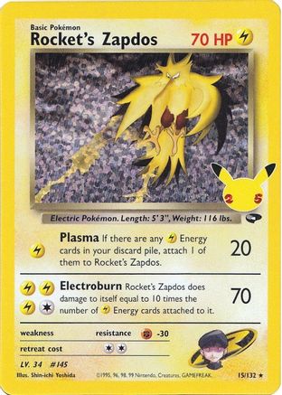Rocket's Zapdos 015 - Holofoil Celebrations Classic Collection - Classic Collection