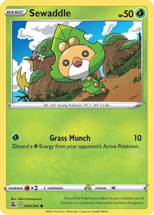 Sewaddle 009 - Reverse Holofoil SWSH08 Fusion Strike - Common