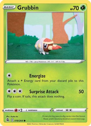 Grubbin 018 - Reverse Holofoil SWSH08 Fusion Strike - Common