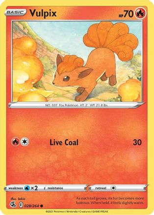 Vulpix (28) (28) 028 - Reverse Holofoil SWSH08 Fusion Strike - Common