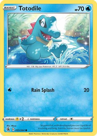 Totodile 055 - Reverse Holofoil SWSH08 Fusion Strike - Common