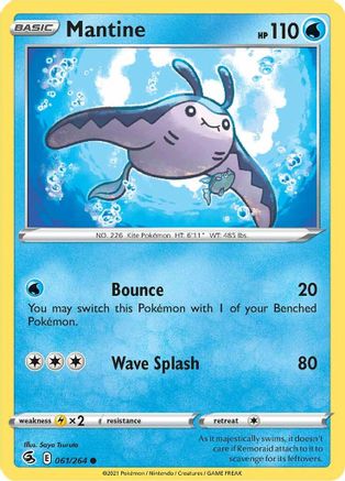 Mantine 061 - Reverse Holofoil SWSH08 Fusion Strike - Common