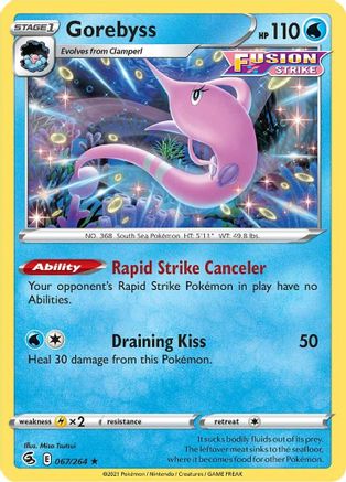 Gorebyss 067 - Reverse Holofoil SWSH08 Fusion Strike - Rare