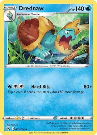 Drednaw 081 - Reverse Holofoil SWSH08 Fusion Strike - Uncommon